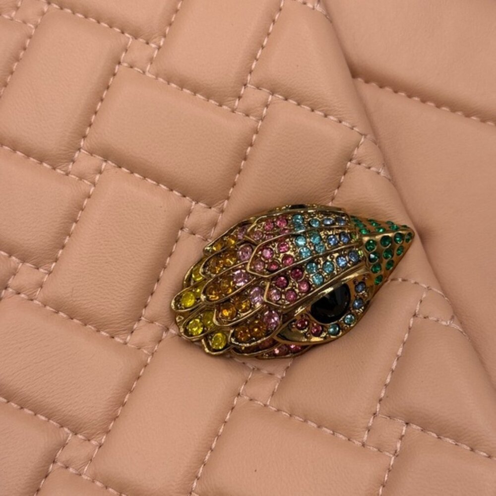 🆕 KURT GEIGER LONDON 🧿 NWOT Large Kensington Long Flap East West Bag, Peach - Picture 11 of 16